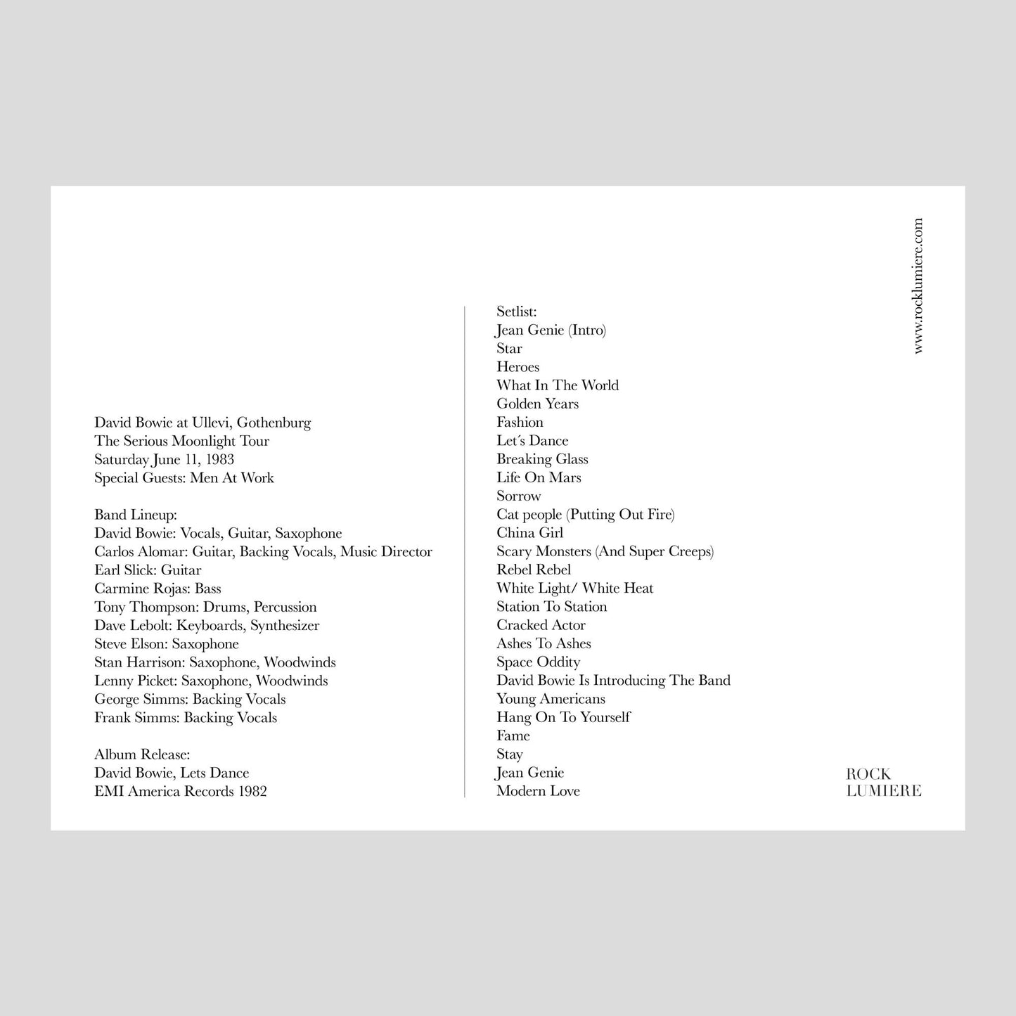 David Bowie at Ullevi, Gothenburg 1983