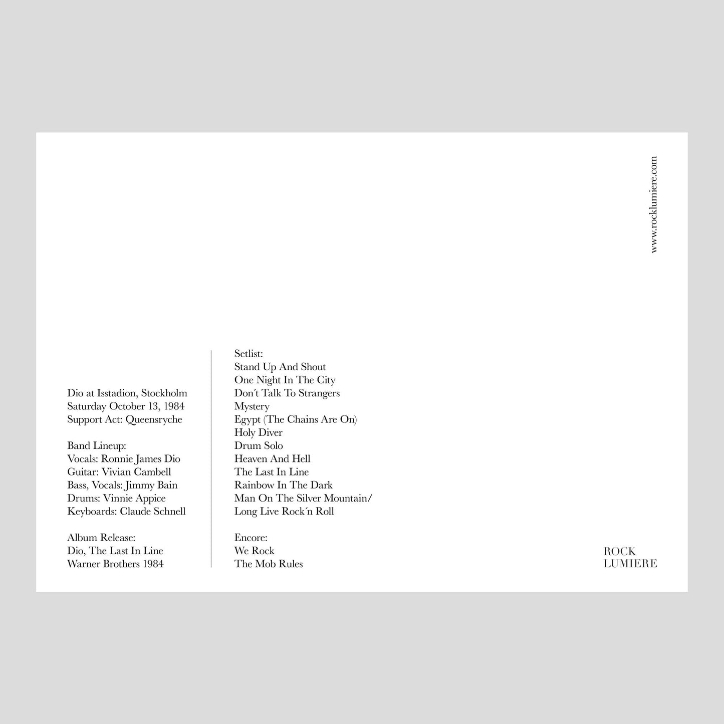 Dio at Isstadion, Stockholm 1984