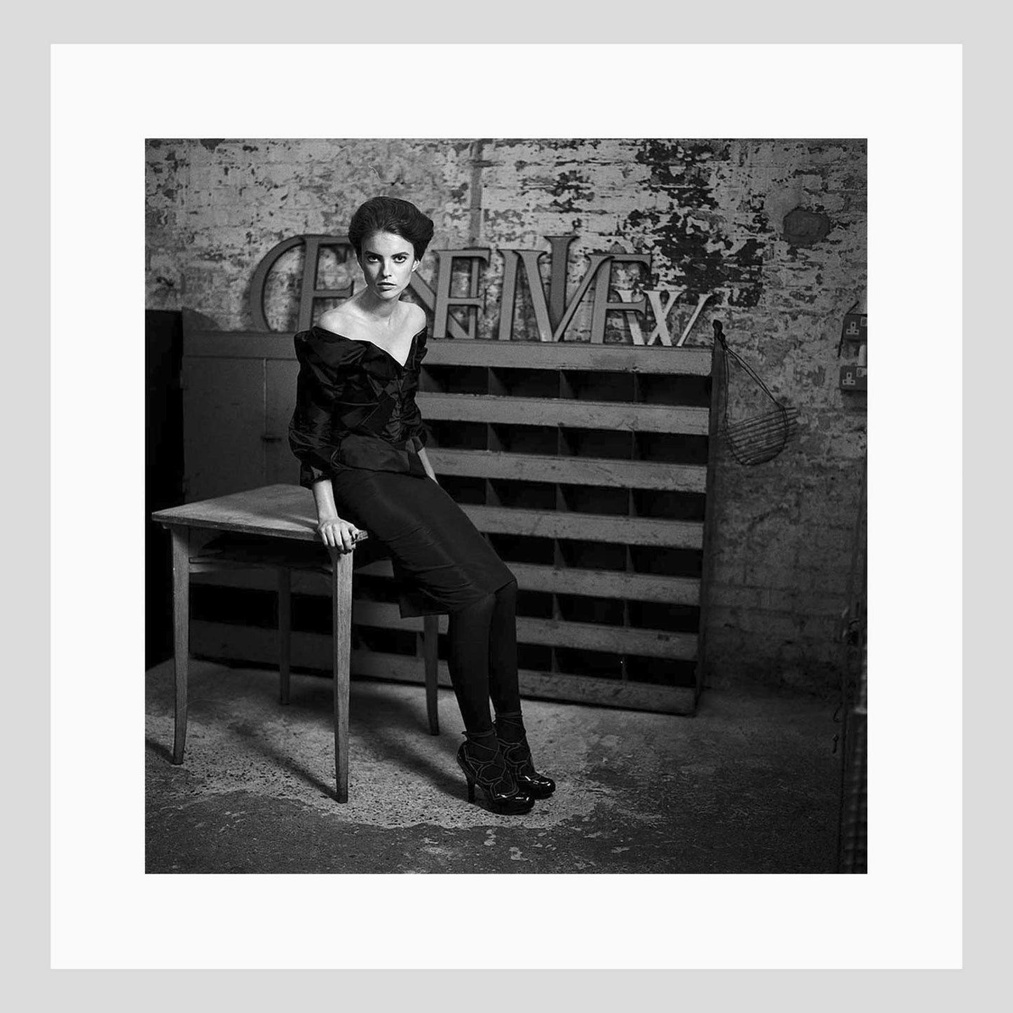 Title: Sophie Holmes In Outfit By Vivienne Westwood Gold Label, London 2005. Shot for Spoon Magazine issue January/ February 2006. Published on page 46. Neg. No: JÖ-050906-2-11. Photography ©Johan Ödmann. Limited Edition Fine Art Pigment Print.