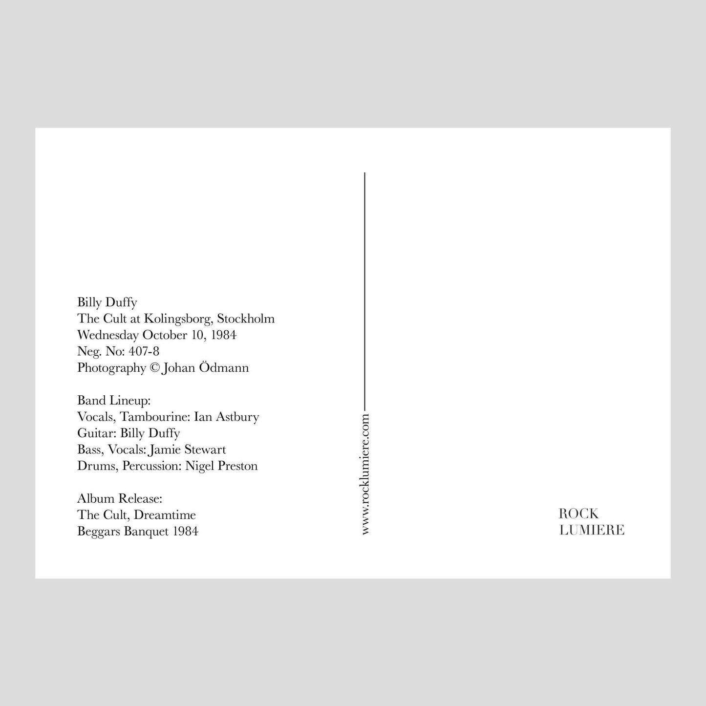 The Cult at Kolingsborg, Stockholm 1984