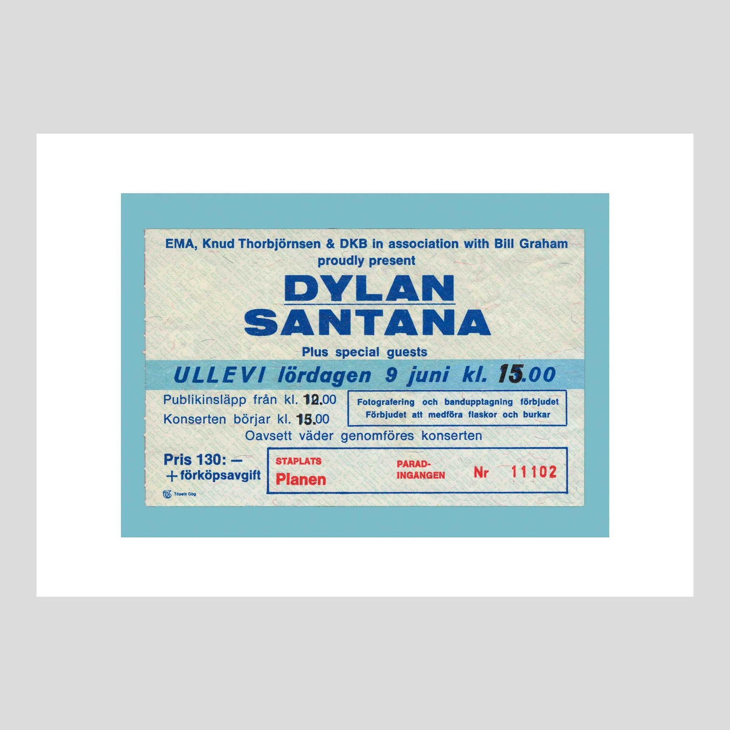 Dylan/ Santana at Ullevi, Gothenburg 1983