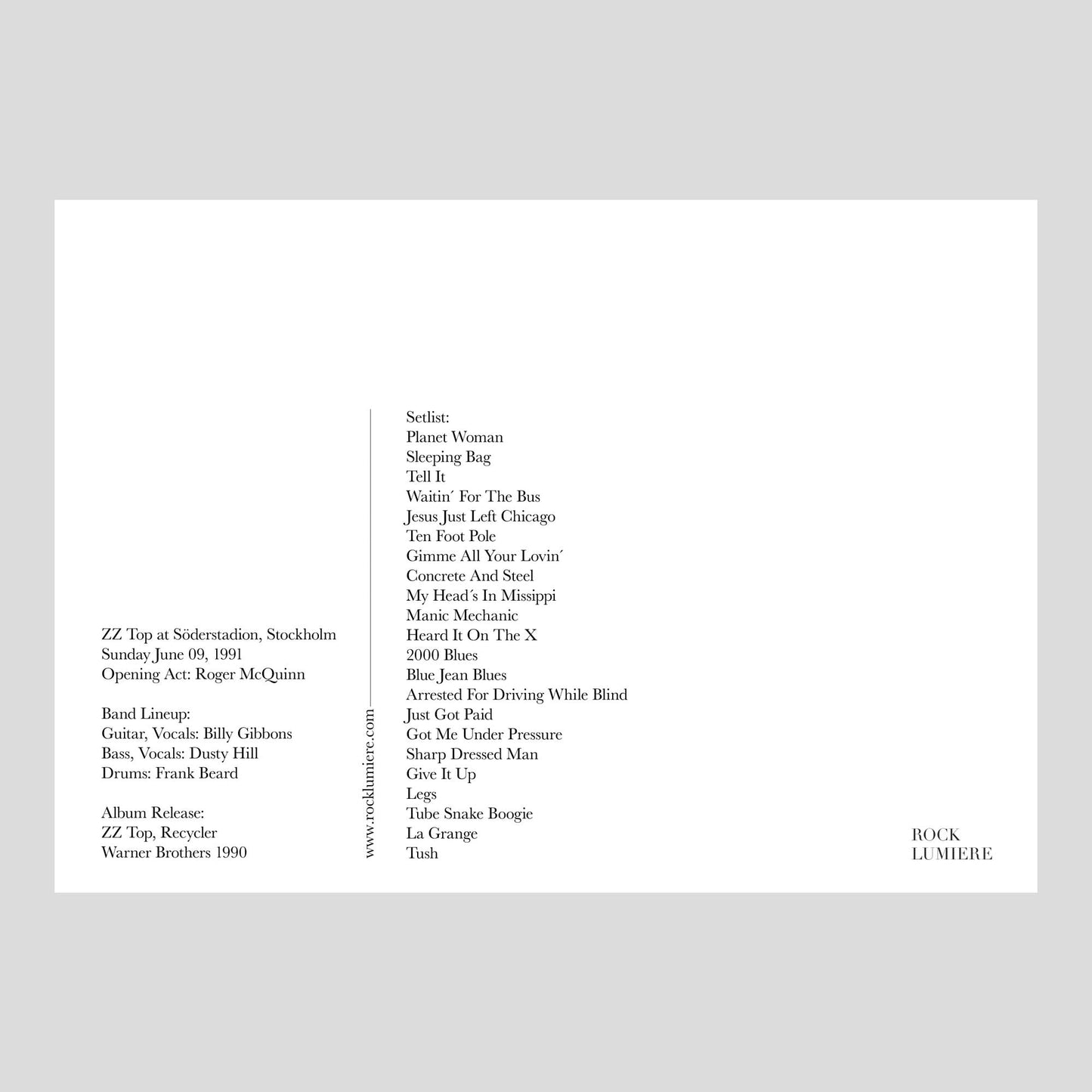 ZZ Top at Söderstadion, Stockholm 1991